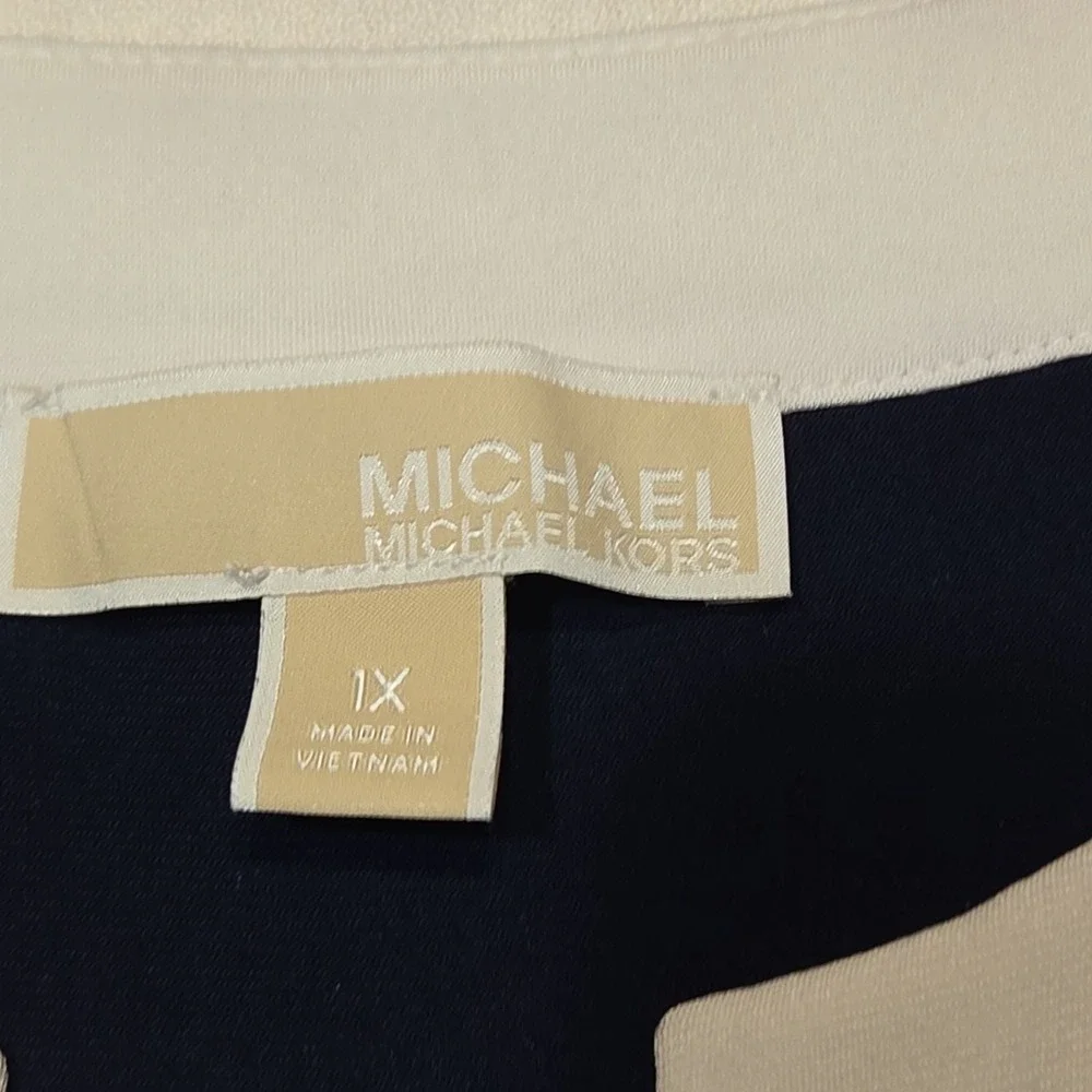 Michael Kors 1X Navy Shift Dress Gold Grommet Lace Up Sleeveless Plus Size